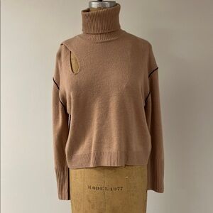Pinko Tan Turtleneck cut out cashmere Sweater size S